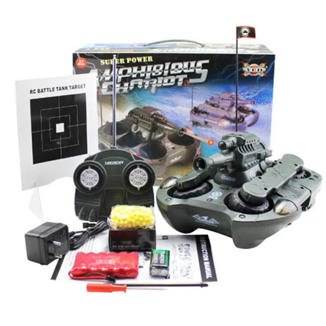 Army Amphibious RC Tank Toys Electronic Remote Control Vehicle for Children Gifts Air Soft BB Bullet Water Spraying Shoot Target 6