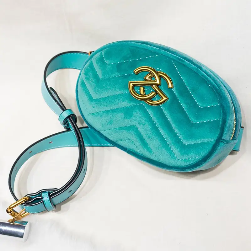 Женская поясная сумка, поясная сумка, роскошная модная кожаная бархатная нагрудная сумка, мини сумка-тоут - Цвет: Velvet Sky Blue