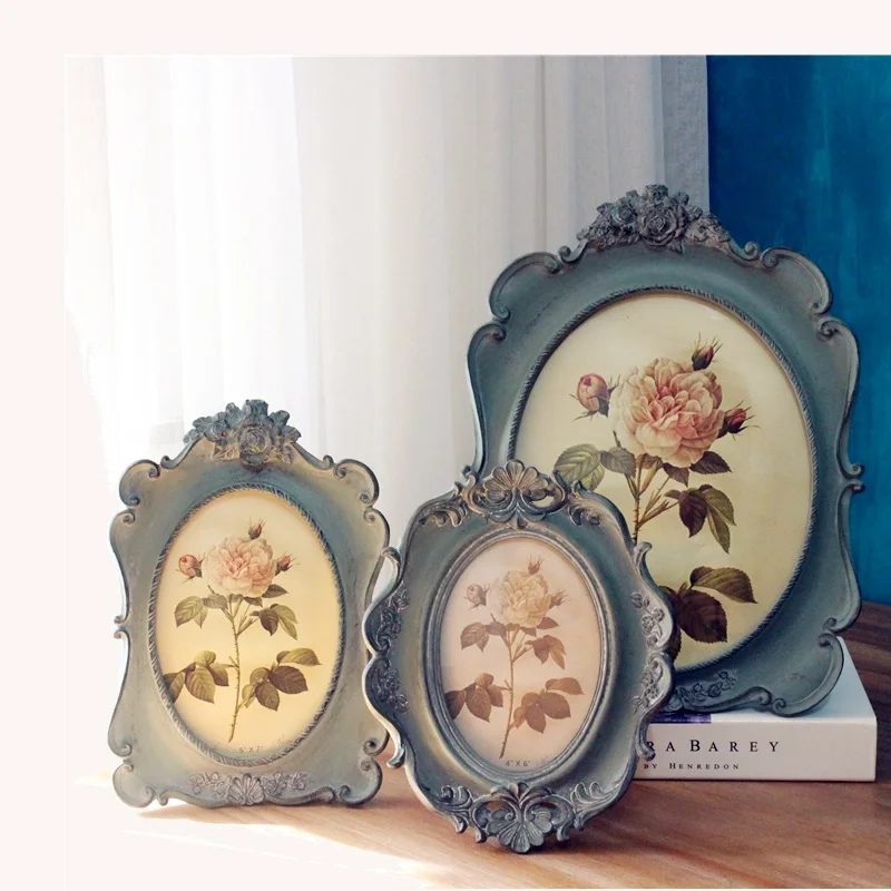 European Retro American Village Style Blue Oval Luxury Decoration Photo Framephoto frame photo