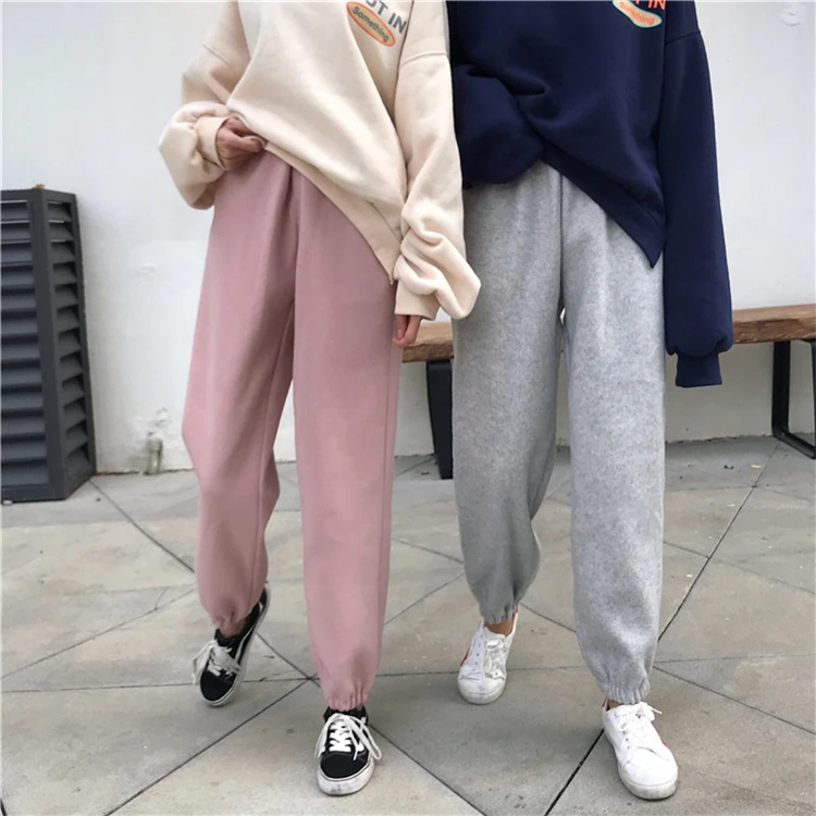 Colorfaith New Autumn Winter Women Pant Joggers High Waist Elastic Waist Minimalist Ankle-Length Sweatpants Trousers P2156