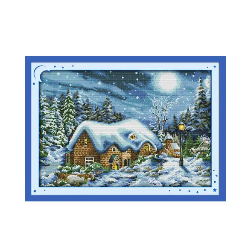 

The most beautiful snow night cross stitch kit 14ct 11ct count printed canvas stitching embroidery DIY handmade needlework