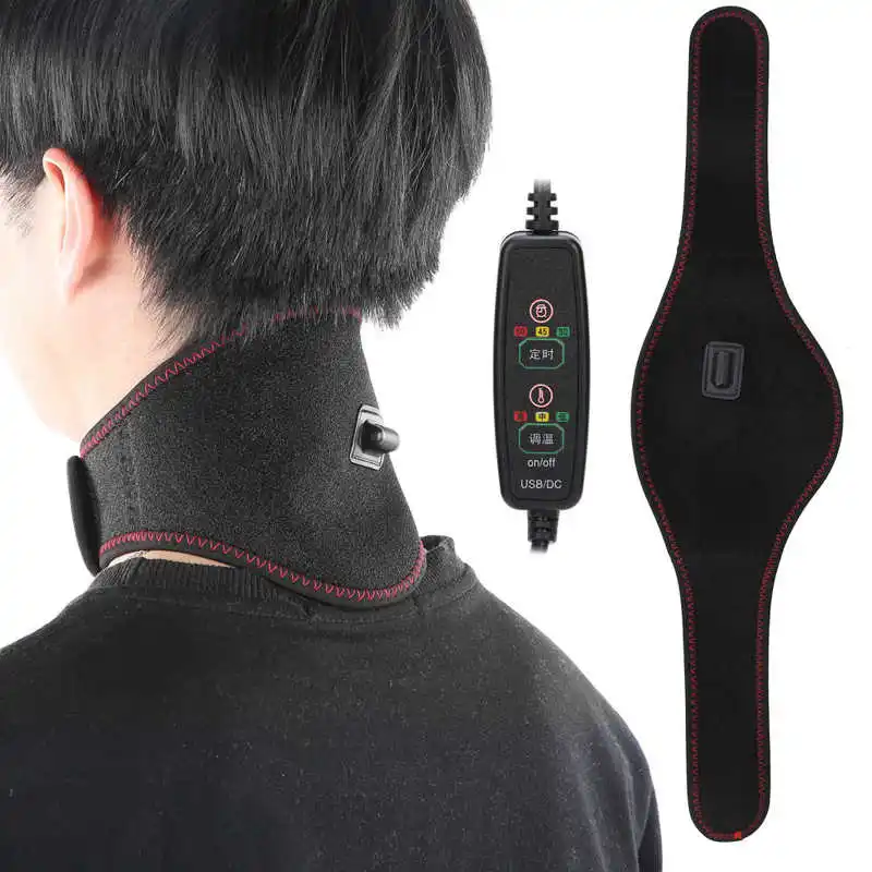 Neck Support Massager Heating Therapy Belt Electric Hot Compress