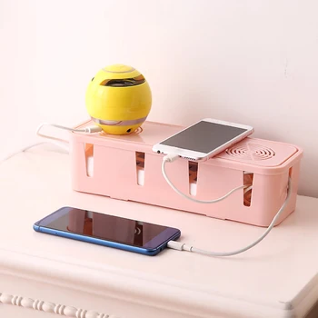 

Desk Cable Storage Box Office Organizer Modern Storage Boxes Rectangle Wire Management Socket Plastic Tidy Organizer for Home
