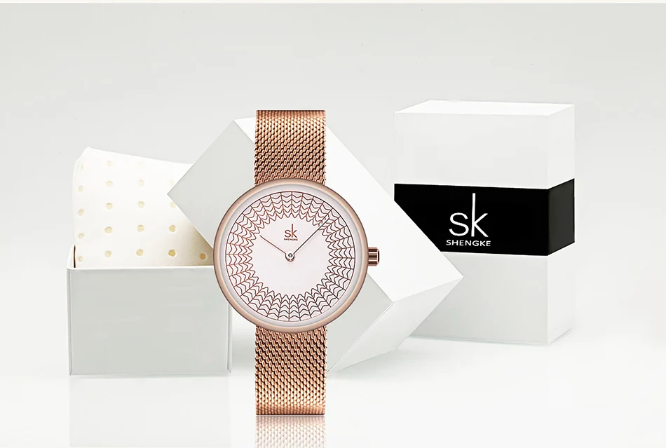 Shengke розовое золото женские кварцевые часы женские креативные стальные женские Meshband часы женские часы Relogio Feminino Montre Femme