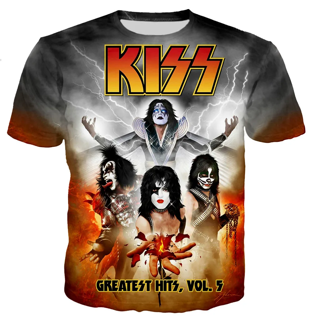 Рок-группы &quotKISS&quot аниме футболка для мужчин/женщин 3D с принтом модные футболки