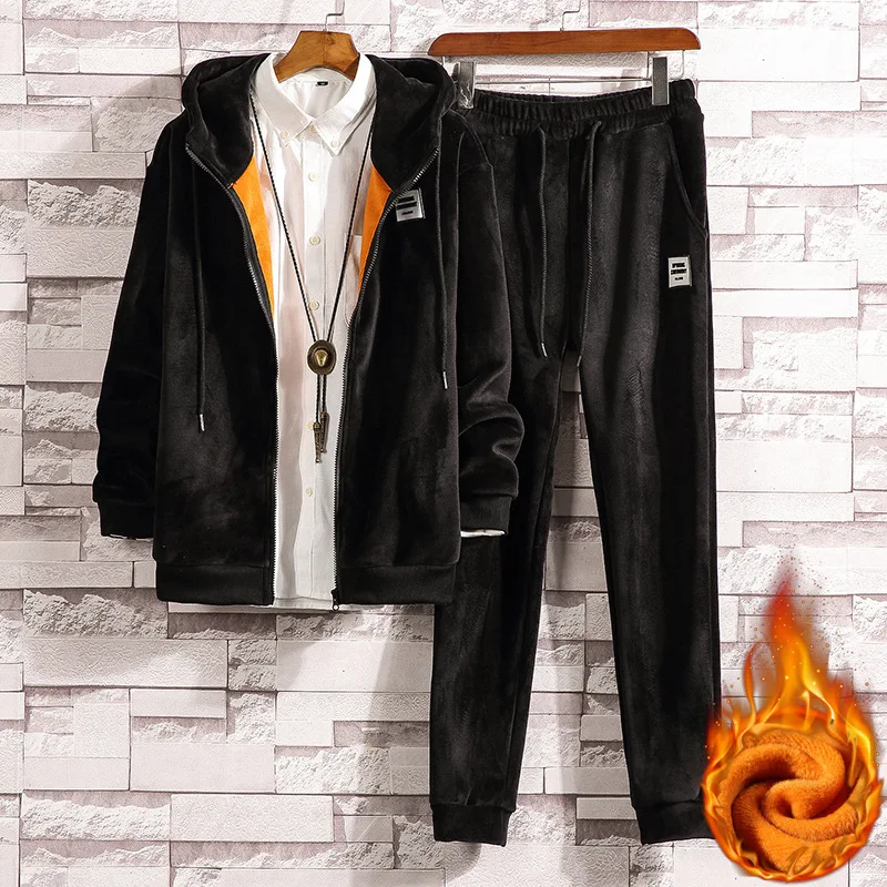 

Autumn And Winter New Style Fashion Zipper Cardigan Gold Velvet Hooded Design Sports Leisure Suit