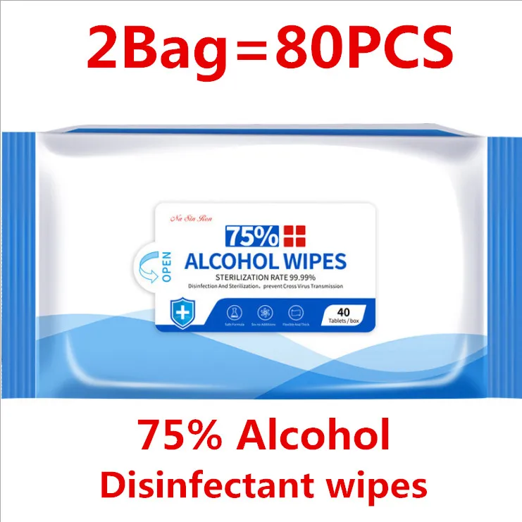 

80PCS disinfect wipes 75% alcohol wipes sterilization spay handkerchief ethanol anti-epidemic bacteria disinfection wipe