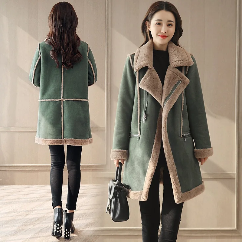 

Cotton-padded Clothes Women's Mid-length Korean-style 2019 New Style Winter Harajuku Coat Suede Lambs Wool Thick Cotton-padded J