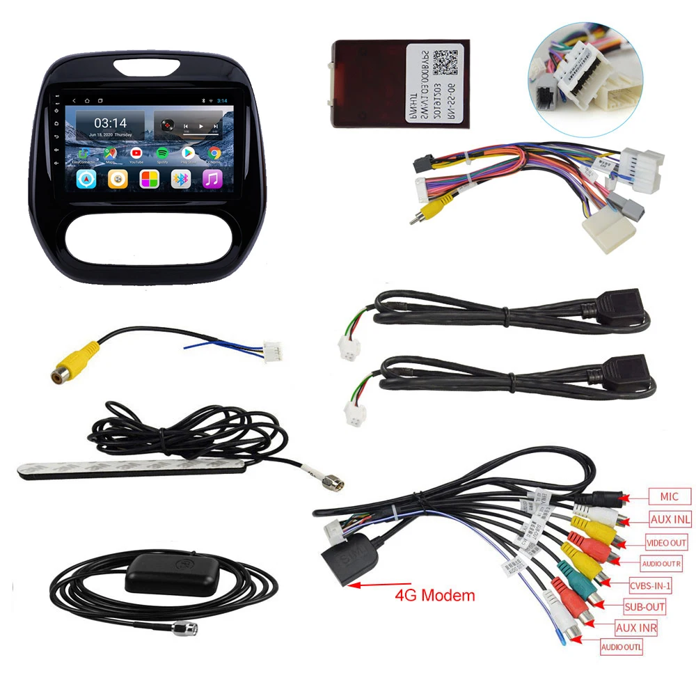 EKIY 9‘’ Andriod 9.0 Car Radio For Renault Captur CLIO 2011 2014 2015 2016-2018 Multimedia Stereo BT Video QM3 GPS Navigation HU