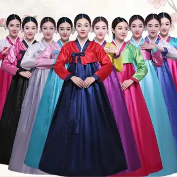 

Multicolor Traditional Korean Hanbok Dress Female Korean Folk Stage Dance Costume Korea Traditional Costume Party