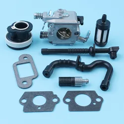 Carburador coletor de admissão óleo filtro linha combustível para stihl ms170 ms180 017 018 ms 170 ms 180 motosserra carb com silenciador junta