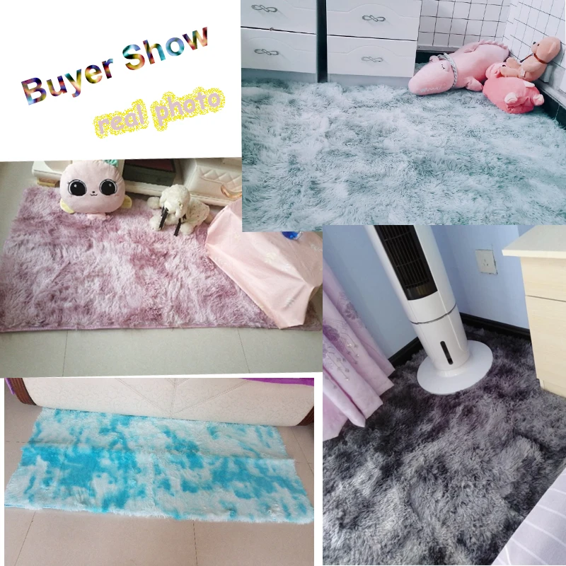 18 Colors Pink Purple Carpet Dyeing Plush Soft Carpets Area rug For Living Room Bedroom Anti-slip Floor Mats Child Bedroom Mat