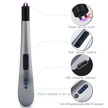 

Kitchen Lighter Electric Fire Starter USB Charging Metal Windproof Rechargeable Flameless Lighter for Cooking Camping