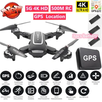 

New 5G 4K WIFI FPV Remote Control RC Drone GPS Positon Location 500M RC Distance remote control quadrocopter With 3pcs battery