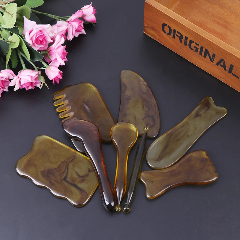 SPA Therapy guasha Massager Scraping Board Natural Resin Guasha Massage Sticks Tool   Antistress Body