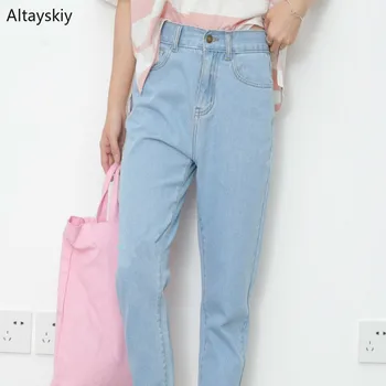 

Jeans Women Trendy Elegant All-match High-quality Korean Style Pockets Leisure Daily Womens Female Lovely Simple 2020 Solid Chic
