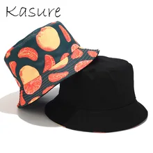 KASURE Двусторонняя шляпа с фруктовым принтом, унисекс Панама, хип-хоп кепки для женщин и мужчин, летняя Солнцезащитная шляпа для рыбалки