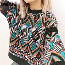 ^^Best Offers Aproms Vintage Retro Geometric Knitted Pullover Women Long Sleeve Oversize Knit Sweater Autumn Winter Casual Ladies Jumper Pull ^^Best Offers Aproms Vintage Retro Geometric Knitted Pullover Women Long Sleeve Oversize Knit Sweater Autumn Winter Casual Ladies Jumper Pull