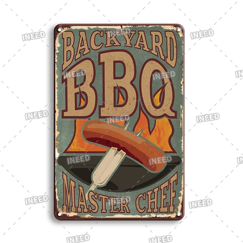 BBQ Zone Metal Tin Sign Vintage Dad`s BBQ Yard Outdoor Party Decoration Plate Retro Barbecue Rules Slogan metal wall signs,metal signs