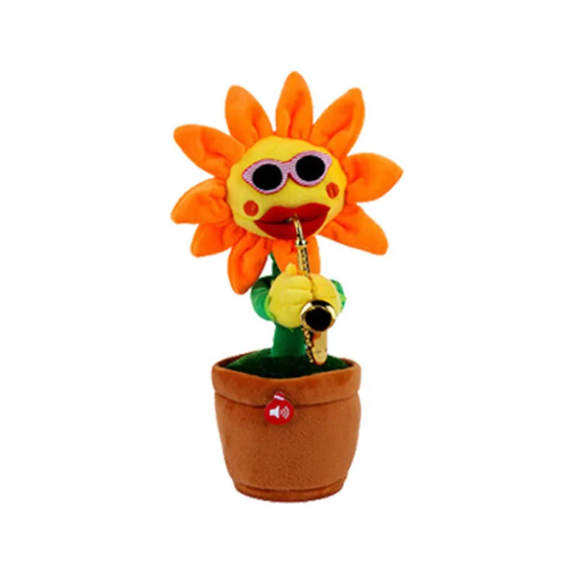 

Strange New Electric Sun Enchanting Flower Singing Dancing Play the Saxophone Model Sunflower Plush Toys