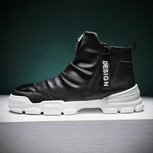 Weweya/мужские ботинки с тигром кожаные весенние ботинки с высоким берцем и металлическим носком мужские мотоциклетные ботинки на молнии кожаные ботинки со складками черные, белые