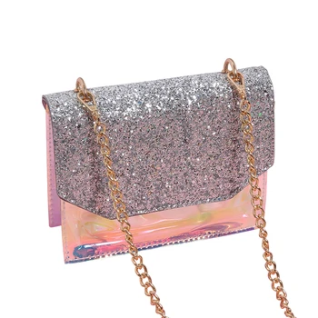 

New Designed Women PVC Clear Bag Handbag Laser Jelly Transparent Bag Shoulder Chain Messenger Bags Handbags Sac a Main Femme