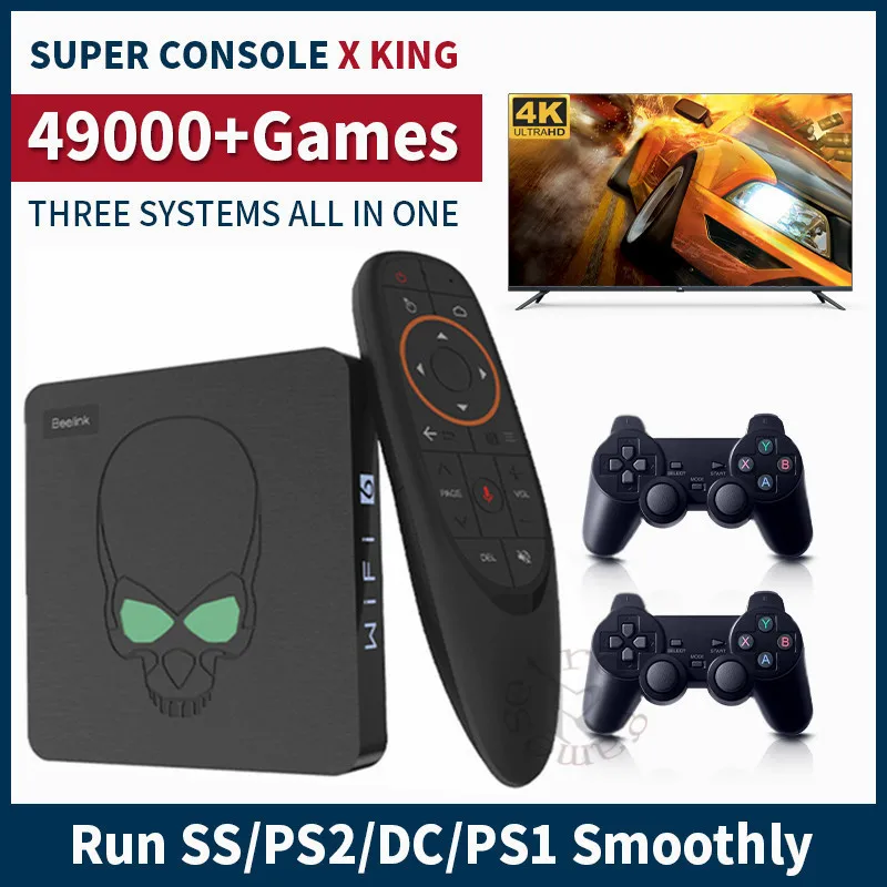 Beelink Super Console X King Classic Retro Console Per Videogiochi Wifi 6 Con 49000 Giochi Adatti Per Ps1/Psp/N64/Dc Android Tv 9.0
