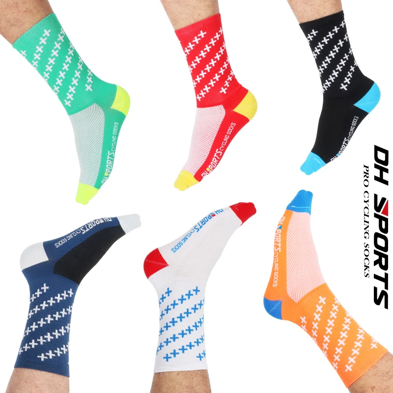 DH SPORTS Pro велосипедные носки для езды на велосипеде, для помещений, для езды на велосипеде, для соревнований, для сцены, для бега, для мужчин, Wo для мужчин, s, лучший зеленый, красный