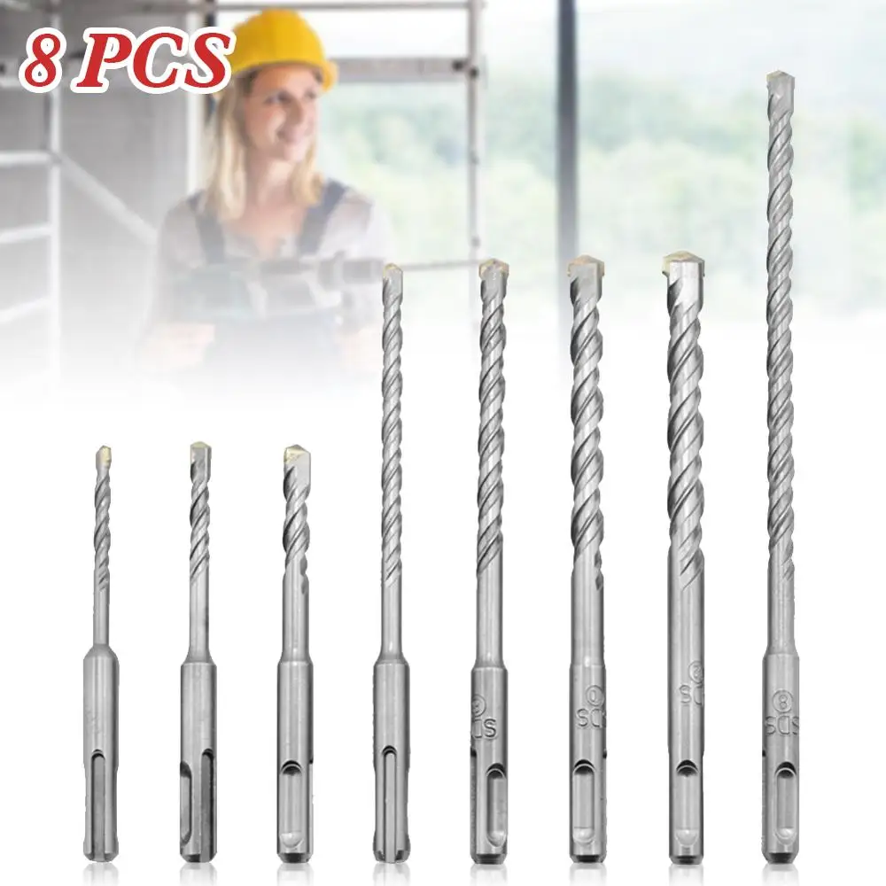 

8PCS Electric Hammer Drill Bits Chrome-Plated Rotary Drill Bit for Concrete Brick