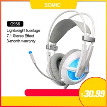 SOMiC G938 USB Игровые наушники Виртуальный 7,1 объемный светильник рассеянная технология гарнитура с микрофоном для PS4