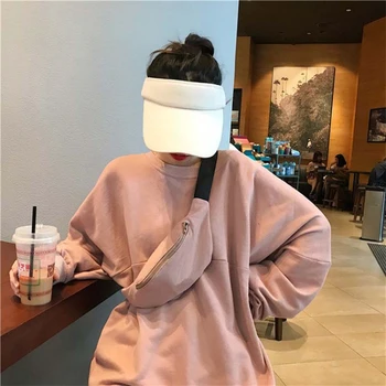 

Sweatshirt thin section loose wild round neck long-sleeved to send the same color pocket 2019 autumn new Casual