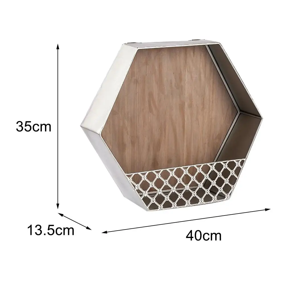 Wooden Iron Wall Shelf Wall Mounted Storage Rack Organization Wall Storage Iron Art Bedroom Wall Hanging Decoration Rack