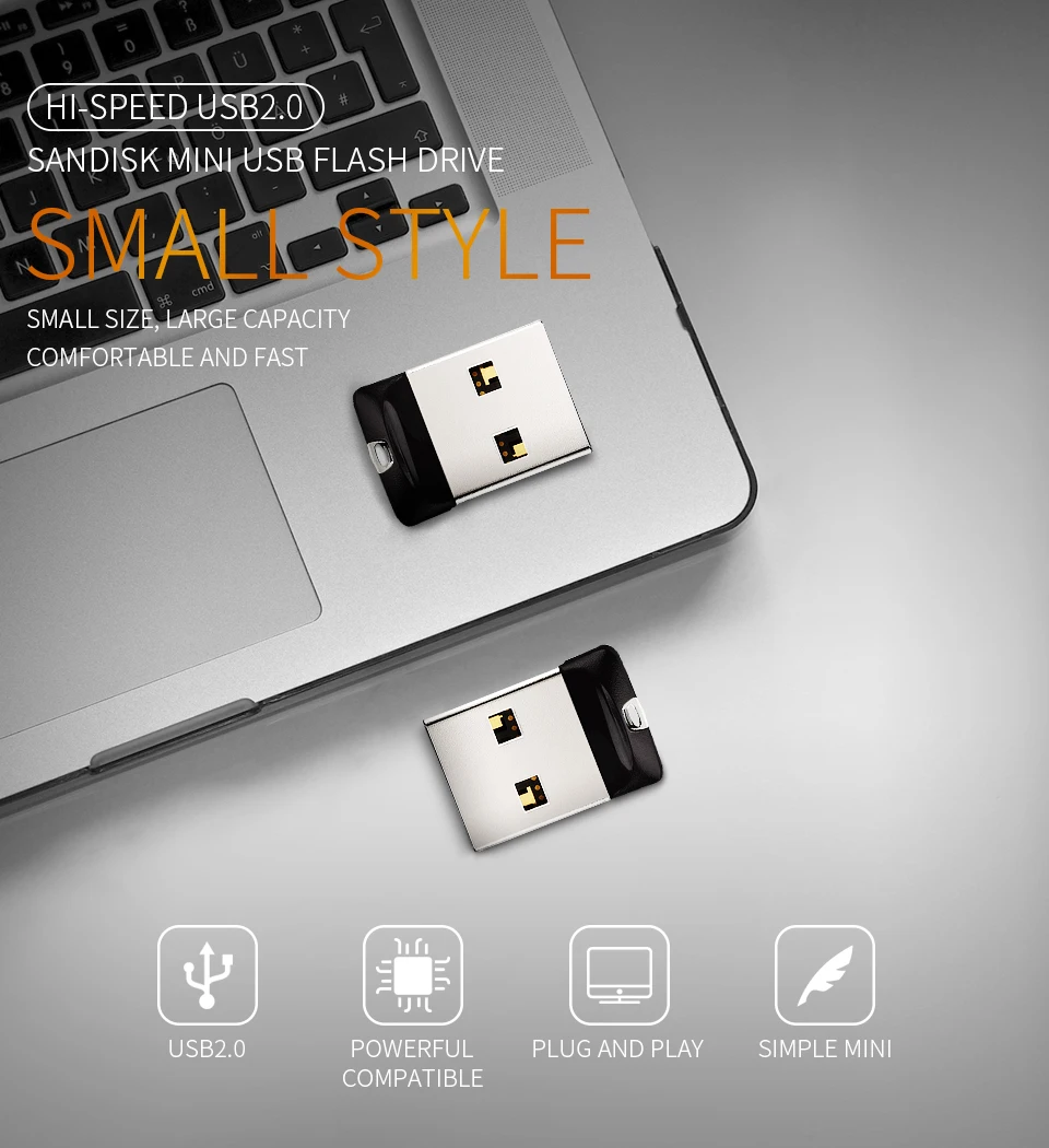 SanDisk флеш-диск USB 2,0 CZ33 мини-флеш-накопители 64 ГБ 32 ГБ 16 ГБ 8 ГБ USB флеш-накопитель U диск USB ключ Флешка для ПК