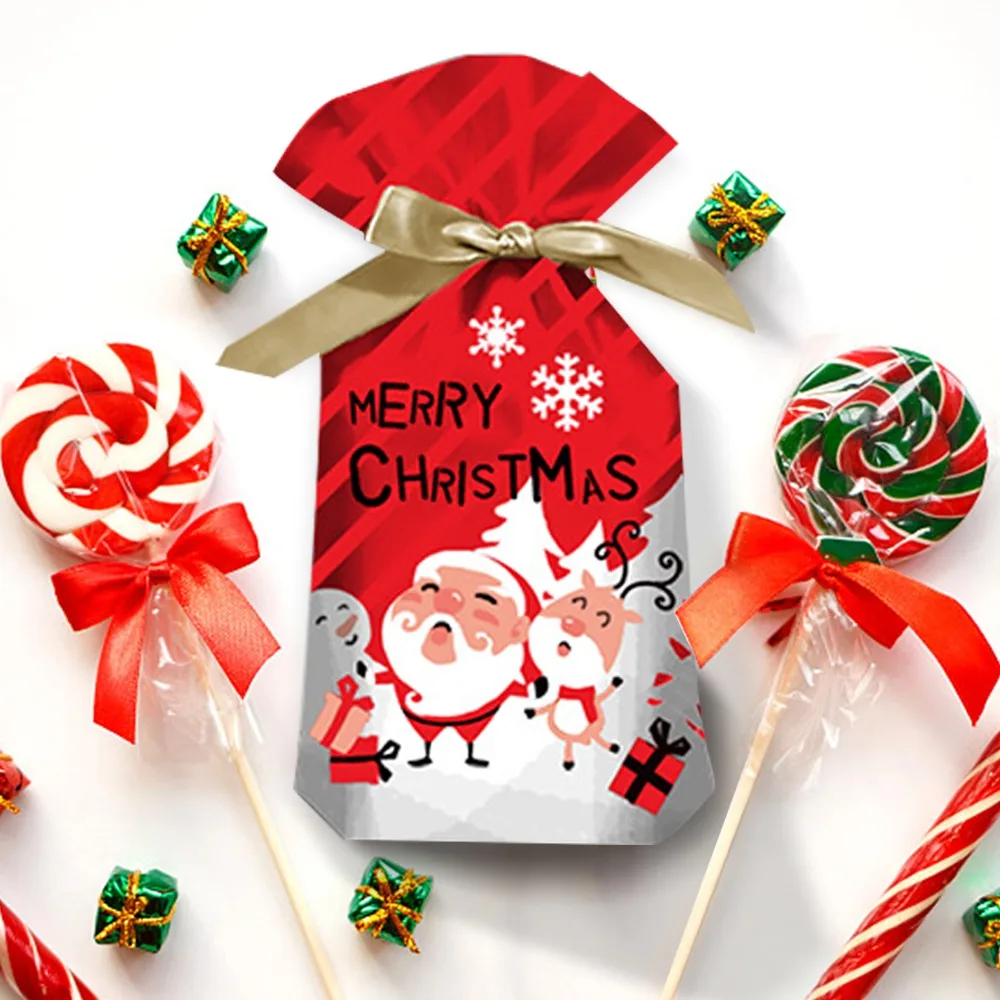 5Pcs Christmas Candy Bag Santa Claus Snowflake Drawstring Bag Christmas Decoration Navidad 2021 Gift Bags Navidad
