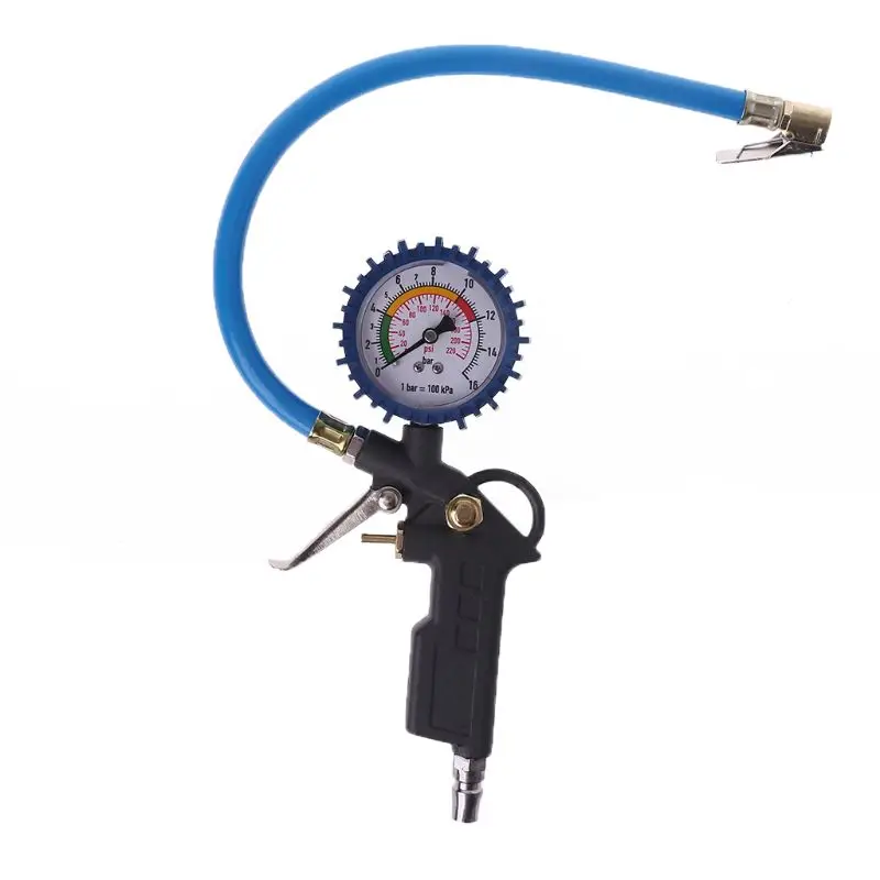 

New 1 Pc 1/4" BSP Air Line Tyre Inflator Pressure Gauge + Clip On Connector Vehicle Car Repair Tool Accessories
