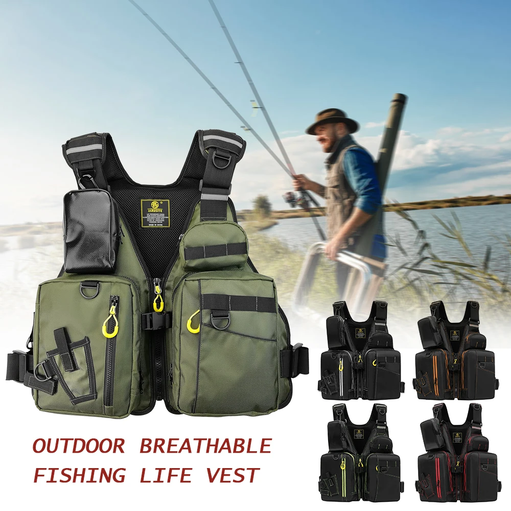 WaterproofLifeJacketFishingVestPhotographyReflectiveLifeVestMultiPocketsFishing
