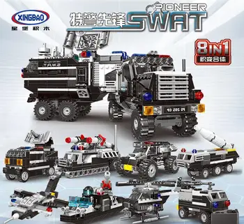 

XINGBAO 13003 Swat Series 8 IN 1 Pioneer Swat Truck Set Building Blocks Model Armored Vehicles DIY Bricks toys Gift for Children