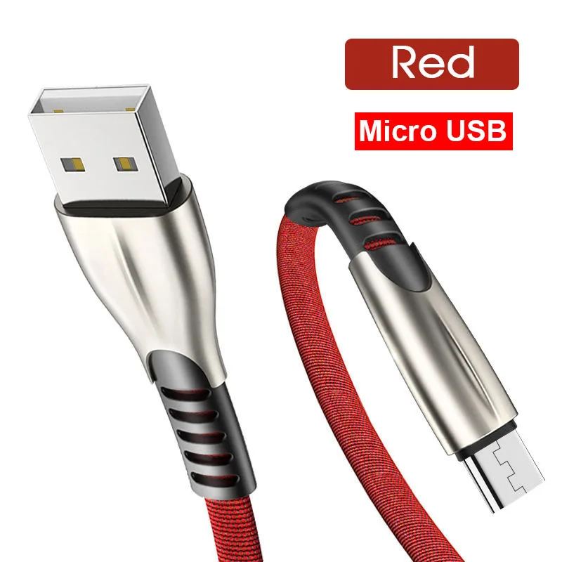 Кабель Micro USB 3A кабель для быстрой зарядки для Android Тканые нейлоновые кабели для мобильных телефонов кабель для передачи данных для быстрой зарядки - Цвет: Красный