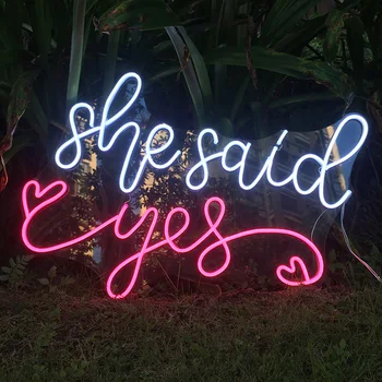 

Waterproof Transparent Acrylic Flex Led Custom Neon Sign Light logo She said yes Ins Wall Lighting for Sign Decor Bar Wedding
