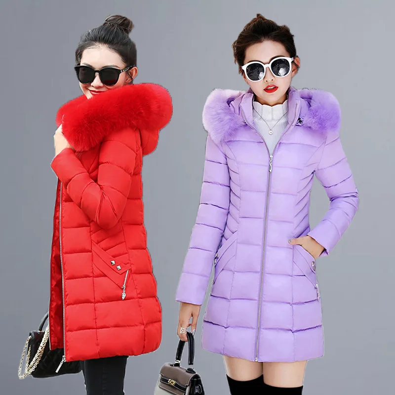 

Women Winter Jackets Coats 2019 New Down cotton Hooded Parkas Feminina Warm Outwear Faux Fur Collar Plus Size 3XL Long Coats-80