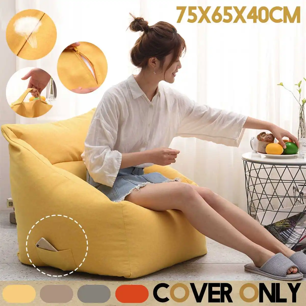

New Lazy Bean Bag Sofa Cover without Filler Indoor Seat Chair Cover Beanbag Sofas Large Bean Bag Cover Armchair Cozy Game Chair
