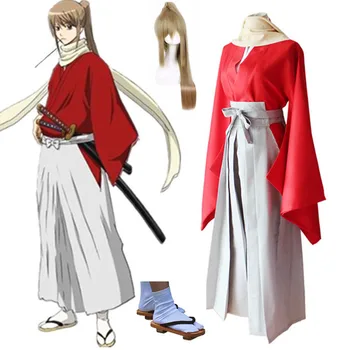 

Anime GINTAMA Okita Sougo wig Cosplay Costumes GINTAMA Okita Sougo kimono uniform Cosplay Halloween GINTAMA men's clothing