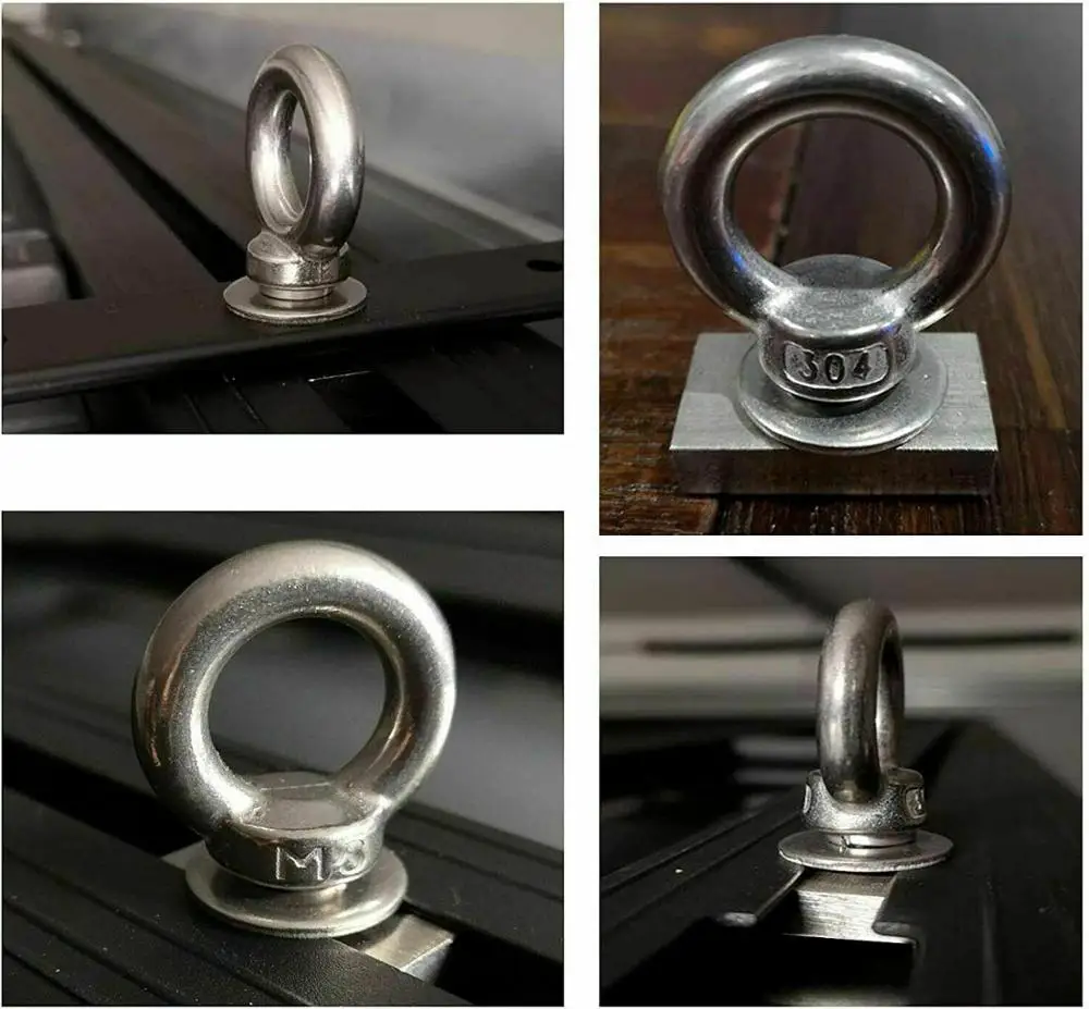 Roof Rack Tie Down Kit 4x Eye bolt Nut tie down kit for T & C Rhino Yakima Pro Rola roof rack M8
