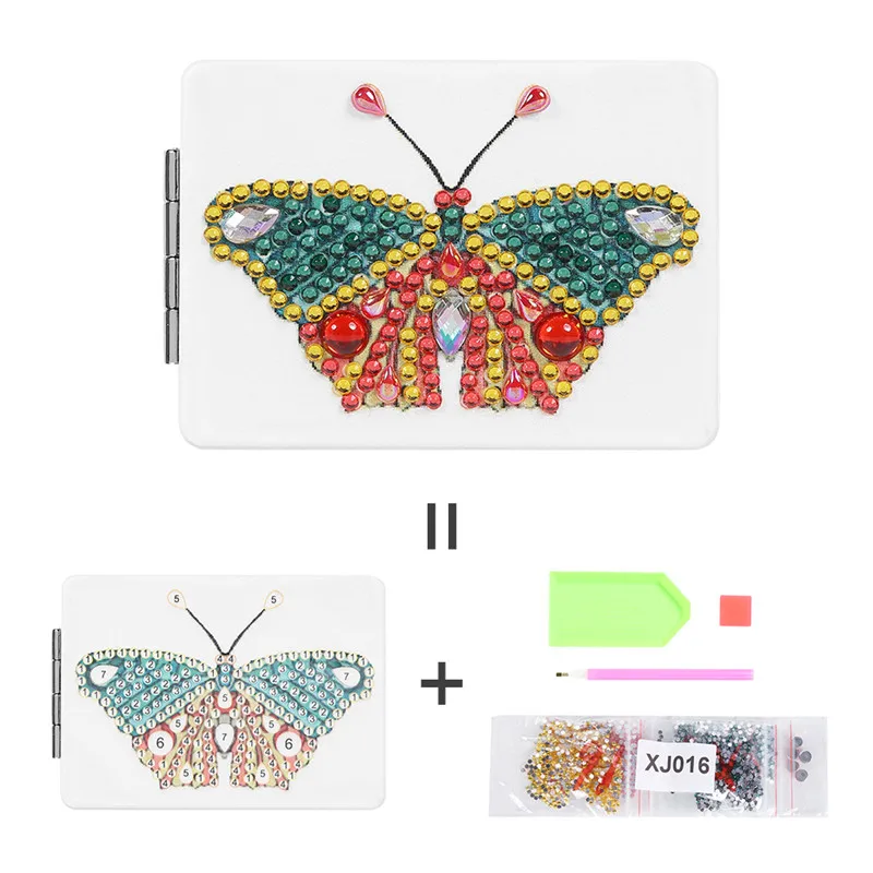 F Мини DIY алмаз особенной формы живопись макияж зеркало бабочка сердце ультра-тонкое зеркало для макияжа DIY рождественские подарки - Цвет: F