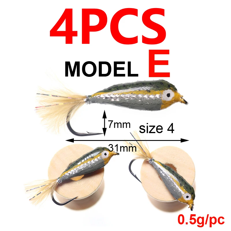 2 Esche Da Pesca A Mosca &ndash; Epoxy Minnow Bianco Taglia 4 Amo Misura 10