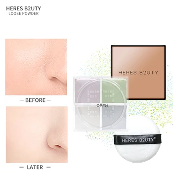 

HERES B2UTY Makeup Loose Powder Brighten Oil-Control Lasting Facial Powder 4 Color Fix Make up Face Pores Concealer