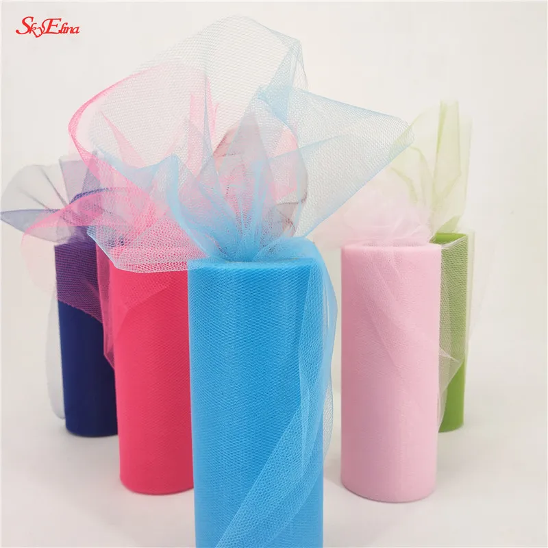Rollo de tul de 15cm y 22m para Baby Shower, tela de tul, Decoración de cumpleaños y boda, malla para coser, bricolaje, Organza, para niña tutú, accesorios para falda 5z