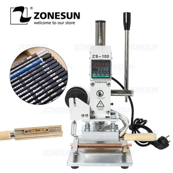 Buy ZONESUN ZS-100A Custom Logo Hot Foil Stamping Machine Manual Bronzing Machine For PVC Card Leather Paper Pencil Stamping Machine