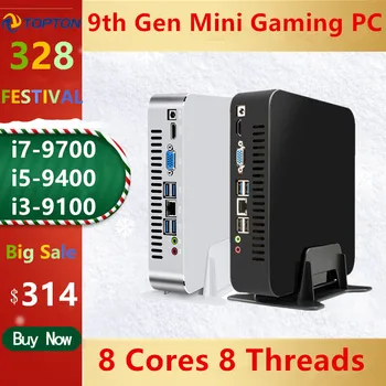 

2020 TOPTON Mini Gaming Computer Intel i7-9700 i5-9400 i3-9100 Windows10 Desktop Barebone PC Linux Nettop HTPC UHD630 8*USB WiFi