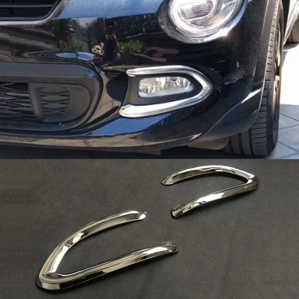 AITWATT ABS Chrome Front Fog Light Lamp Cover Garnish Strip Eyebrow Bumper For Fiat 500X 2017 2018 | Автомобили и мотоциклы